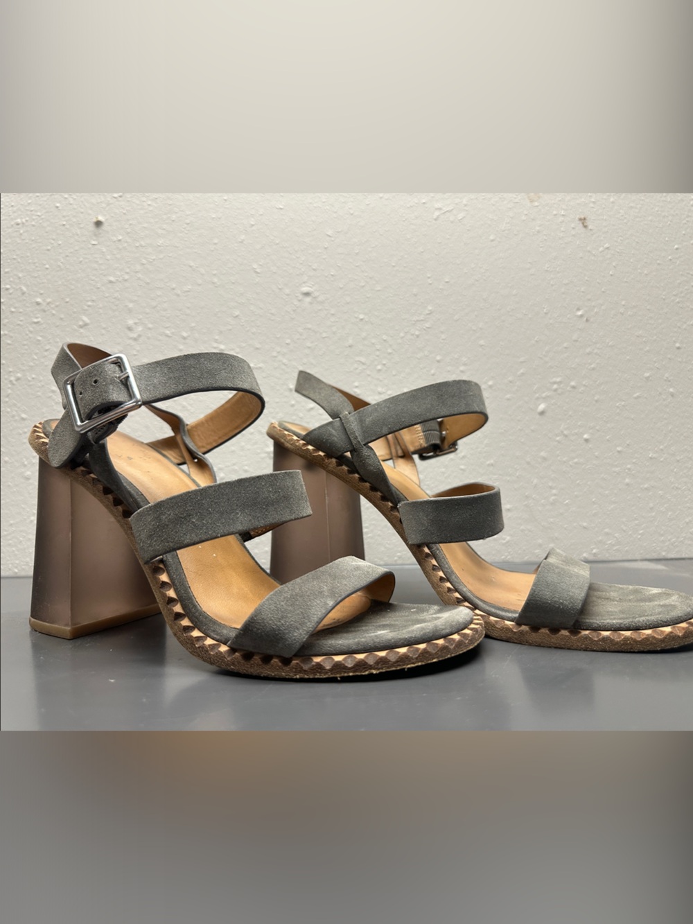 Marc Jacobs strappy block heel sandals Women's Gray heels